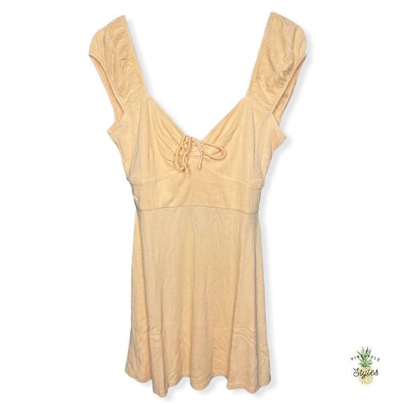 L*SPACE Sirena Skater Mini Ribbed Dress in Cantaloupe - Picture 1 of 8